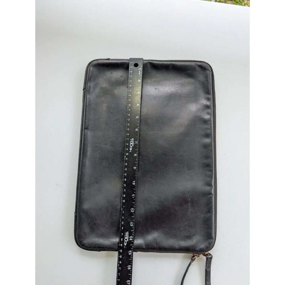 Horizn Studios Black Leather Laptop Sleeve Zip Portfolio Case 15